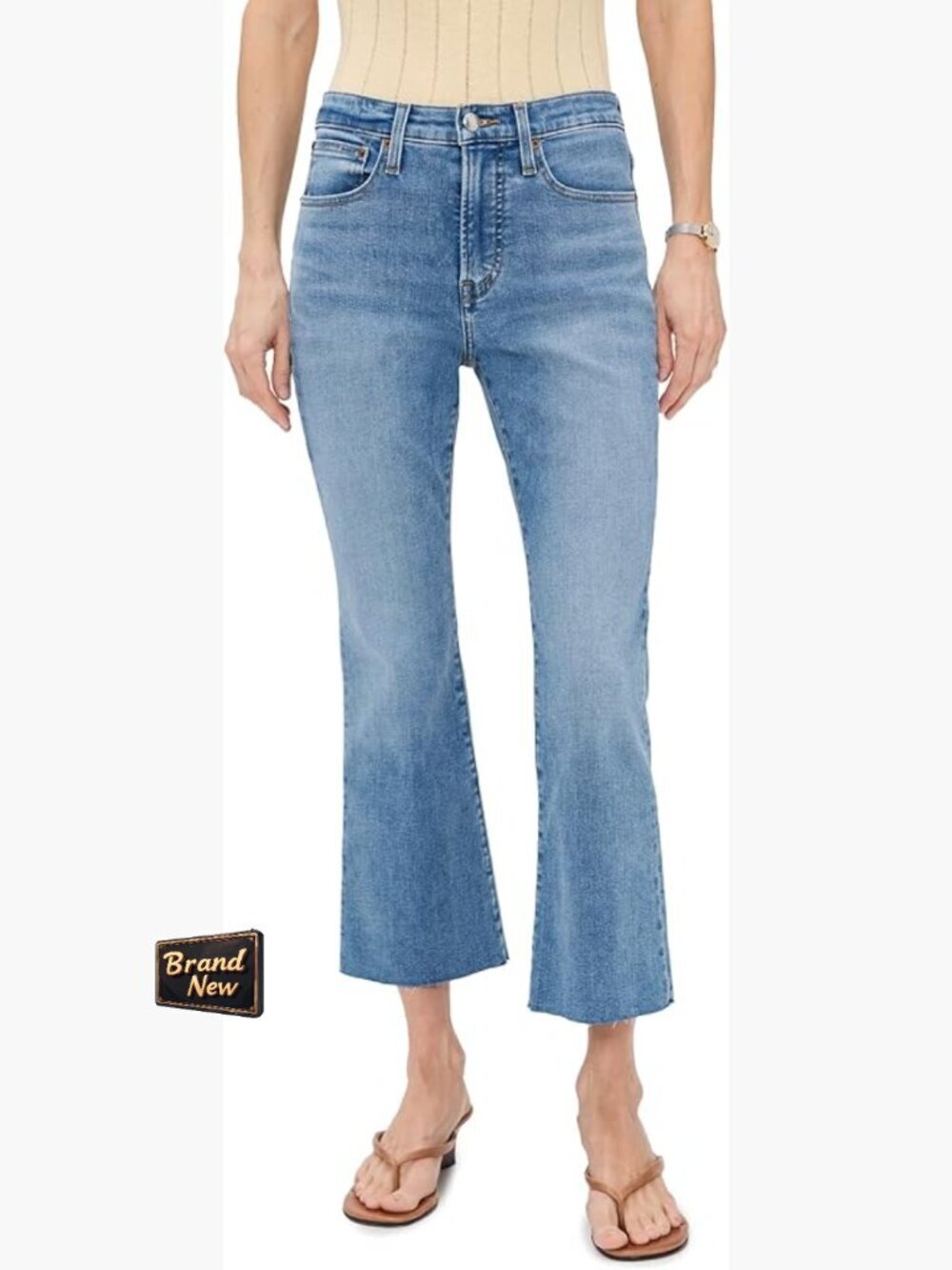 Vintage Mid-Rise Stretch Flare Crop Jeans Size 26